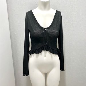 Black Flirty Boho Top M